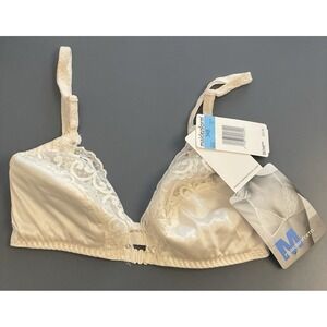 Vintage Maidenform‎ Sweet Classic Bra 34B Ivory Lace Wireless Front 6848 New